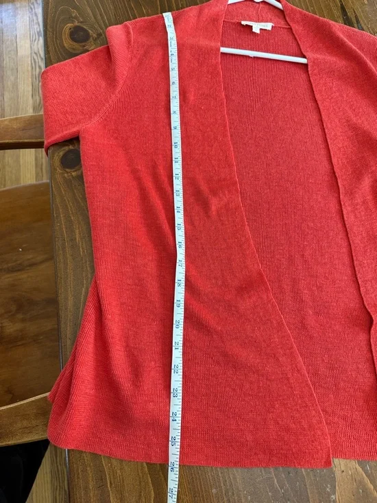 Eileen Fisher 100% linen orange open front cardigan large size medium - Picture 7 of 7